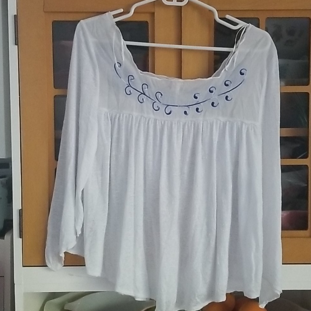 Free People White Boho Blouse Size S - Picture 3 of 16
